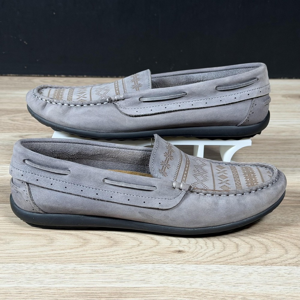 Taos Heritage Loafers Womens 7-7.5 Gray Suede Moccasin Southwest Western Shoes